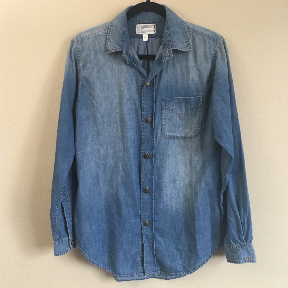 Current/Elliott Denim Faded Button Up Shirt S